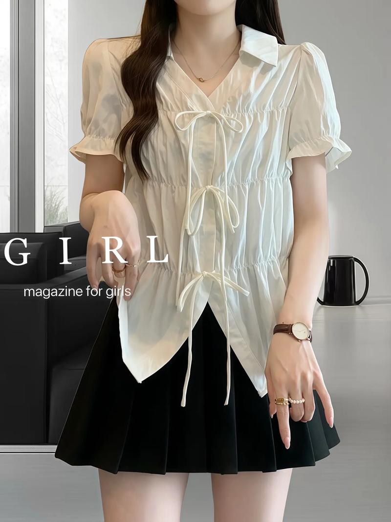 抖音系韩版衣服蝴蝶结