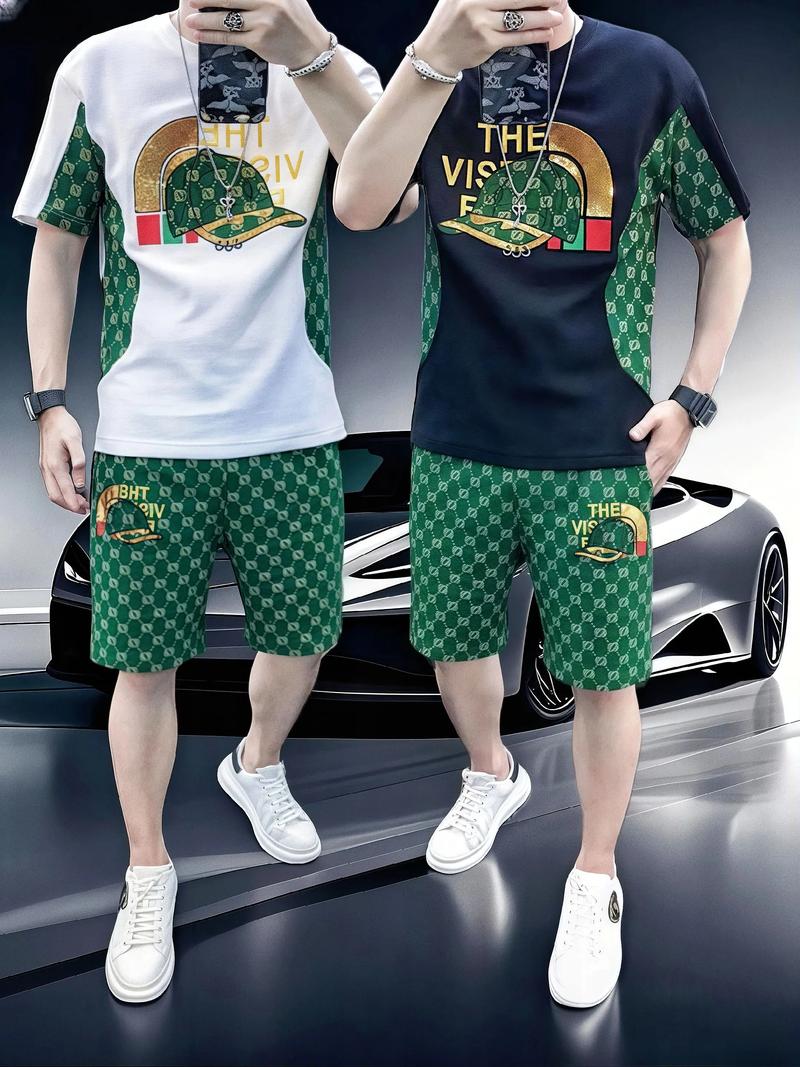 快手男士夏季刺绣套装