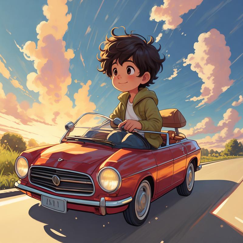 卡通车图片小男孩抖音