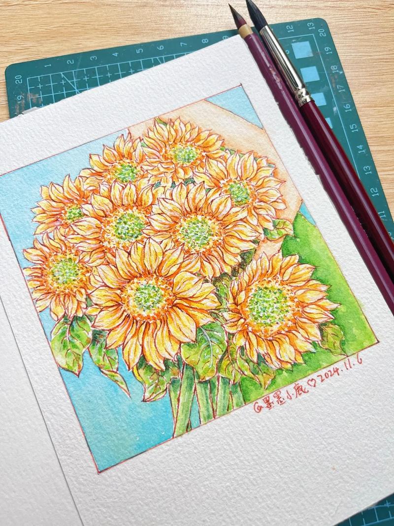抖音颜料画向日葵视频