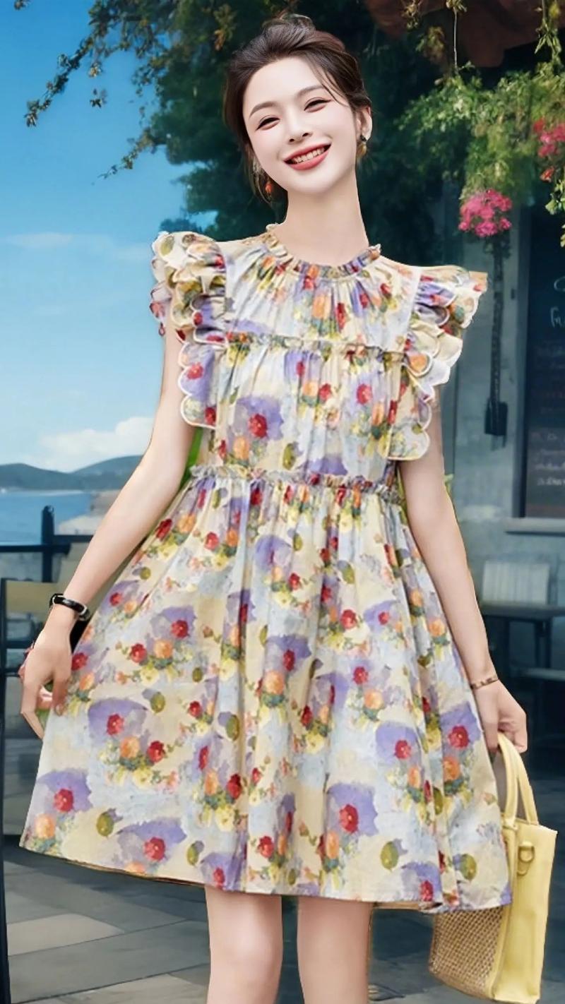 抖音穿碎花衣服图片