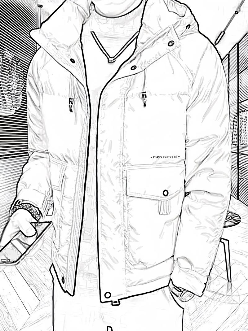 速写抖音网红羽绒服