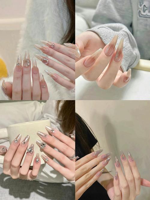 抖音同款魔镜粉指甲