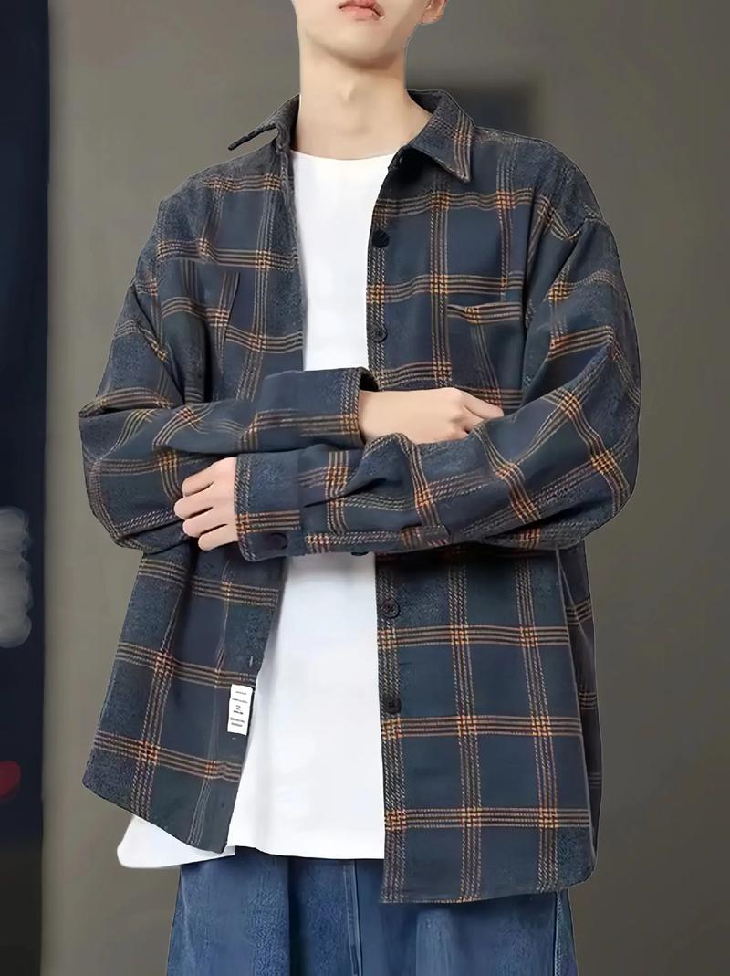 快手网红的格子衬衣